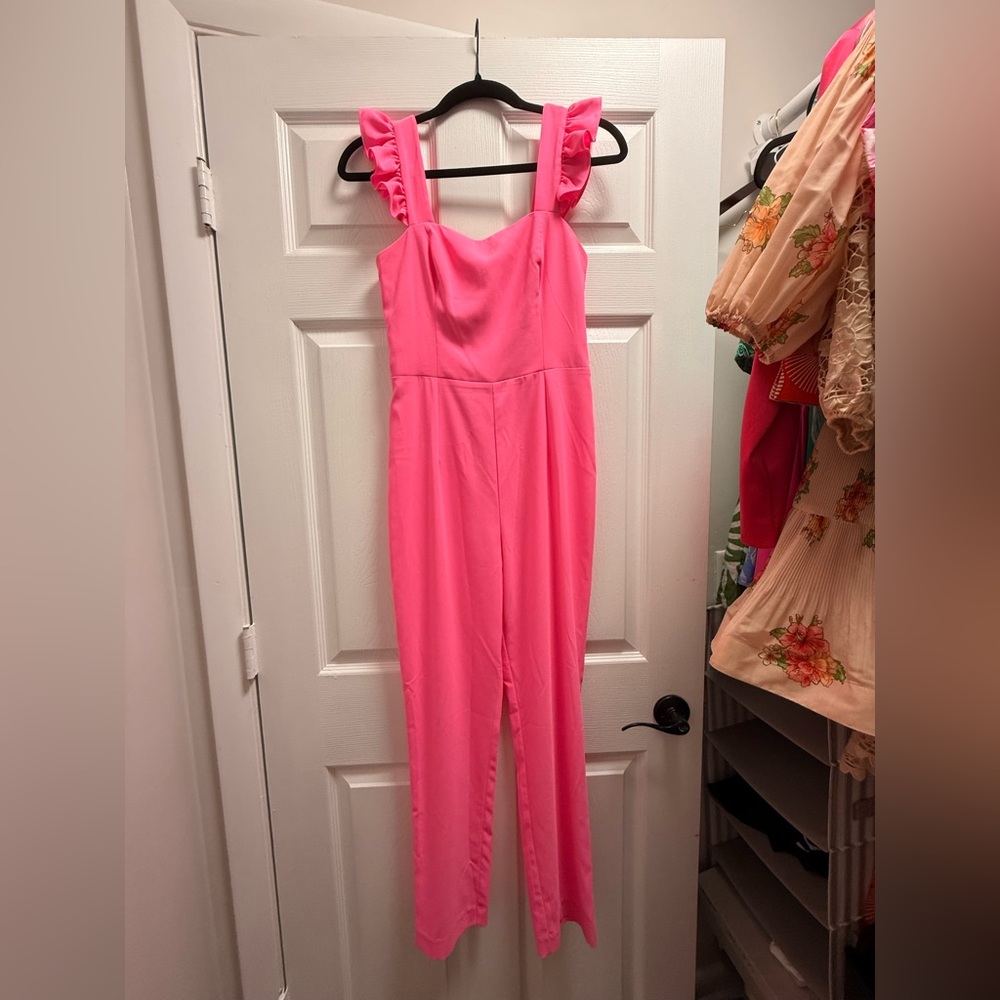 Lilly Pulitzer Bright Pink Ruffle Jumpsuit